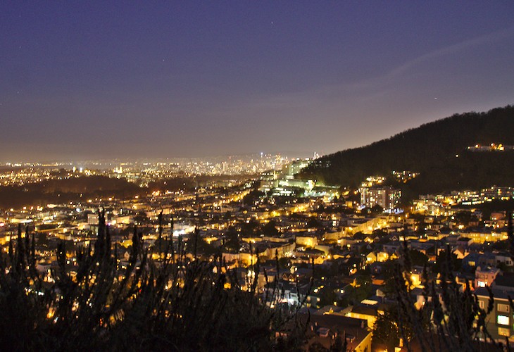 View of San Francisco from Grandview Park at Night