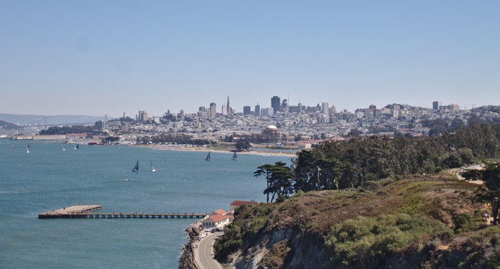 View of San Francisco from Golden Gate Bridge