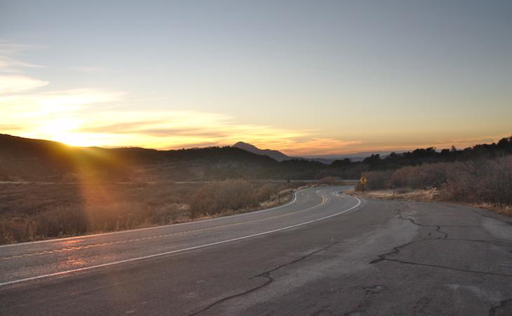 Leaving Mesa Verde at Sunset